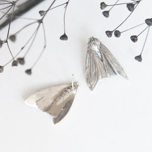 Moth Inspired Silver Stud Earrings Exquisite Handmade Jewelry image 3