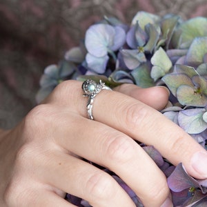 Handcrafted Cute Snail Silver Ring with Labradorite Gemstone Whimsical and Unique Jewelry image 8