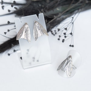 Moth Inspired Silver Stud Earrings Exquisite Handmade Jewelry image 9
