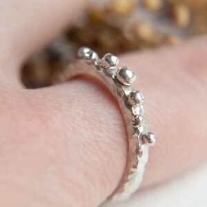 Textured Stackable Silver Ring, Ring with Granulation, Texture and Bubbles Ring image 2