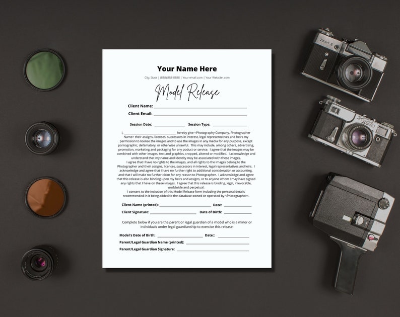 Model Release Form Template for Photographers, Model Release for Adults