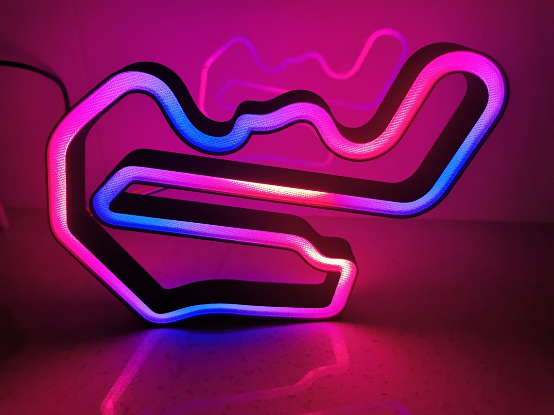 Rgb Racing Track Thunderhill Raceway Park LED RGB Neon Race Track Circuit Desk Wall Art ...