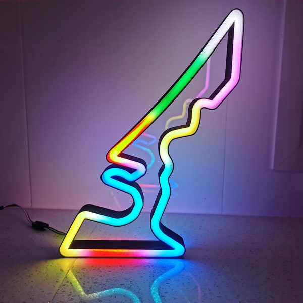 United States Austin Animated LED RGB Neon Race Track Circuit Desk Wall Art Display Light