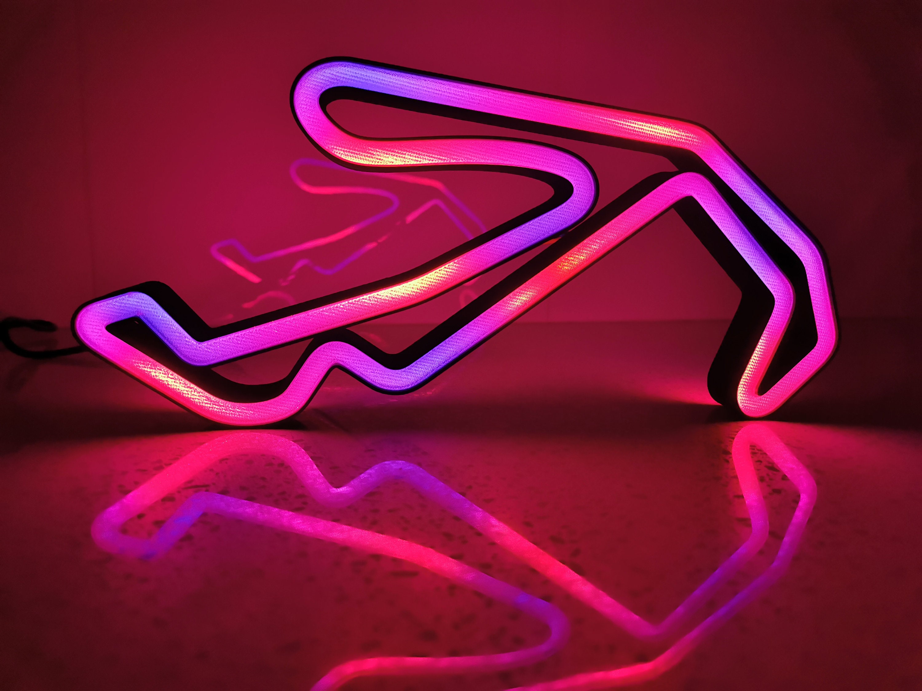 Rgb Racing Track Italy Misano Animated LED RGB Neon Race Track Circuit Desk Wall Art ...