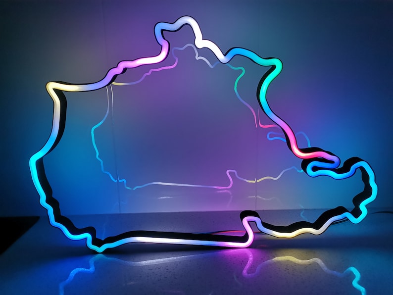 Nurburgring or Nordschleife LED RGB Neon Race Track Circuit Desk Wall
