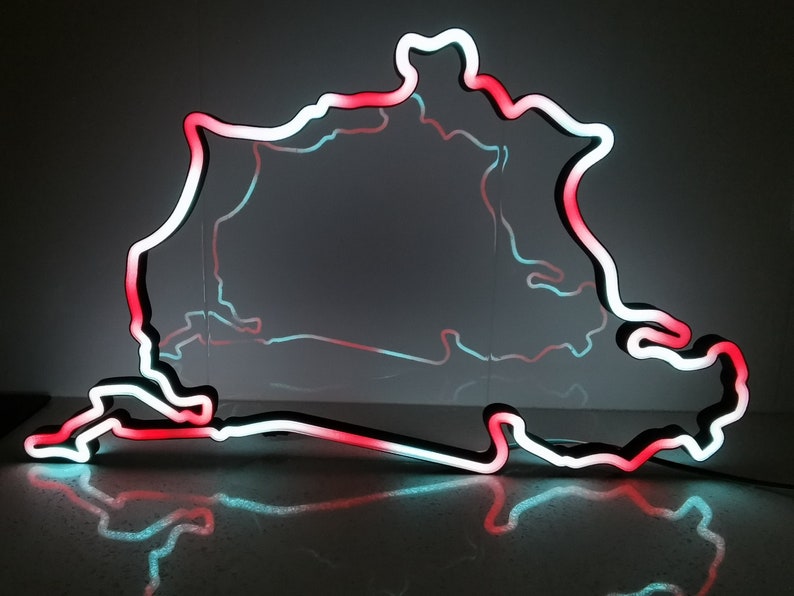 Nurburgring or Nordschleife LED RGB Neon Race Track Circuit Desk Wall