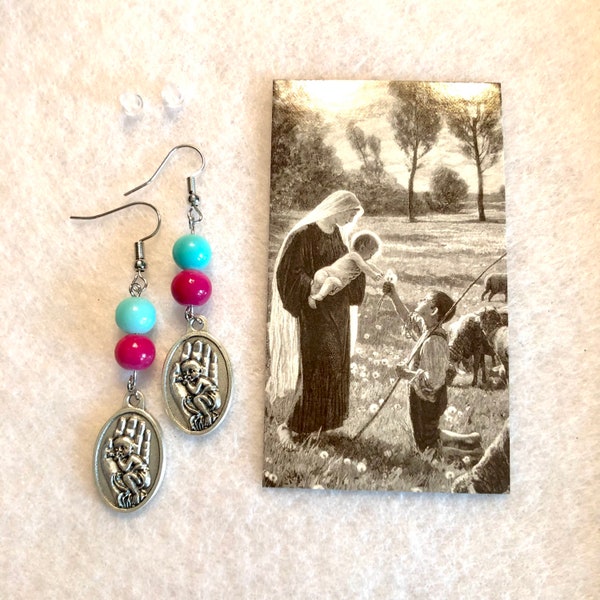 Pro-Life Earrings w/ Holy Card