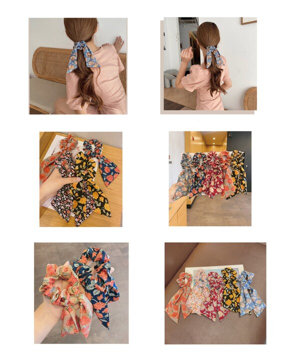 Floral Scarf Scrunchies Pack | Long-tail Scrunchie  display picture 2