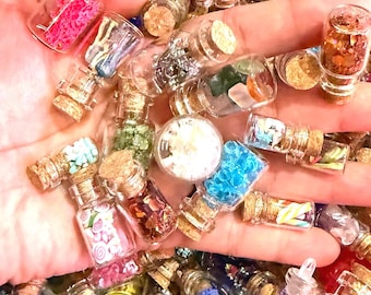 Mystery Potion/Fairy/Oddity/Crystal/Happiness/Rando/Mini/Miniature/Dollhouse/Trinket Confetti Jar Scoop/Crow Core