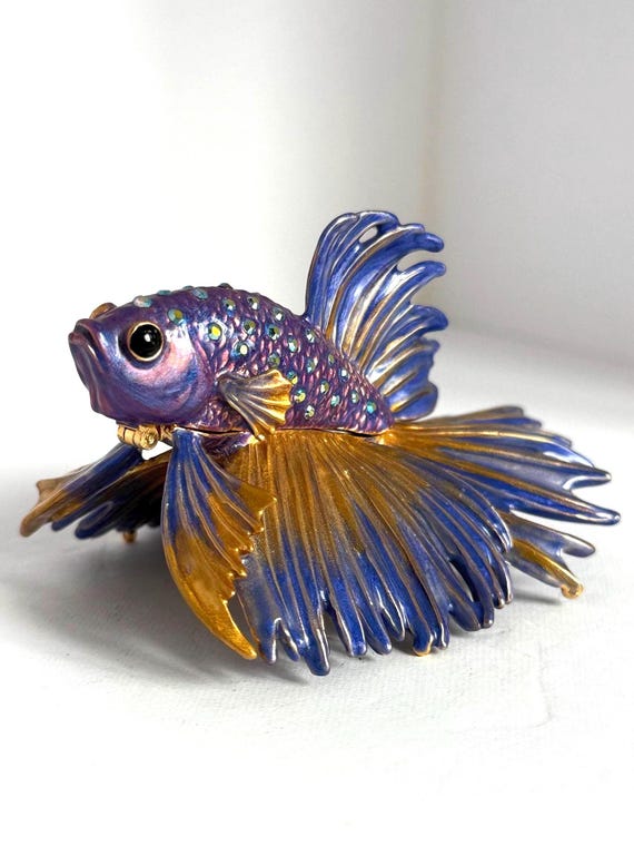 betta fish jewelry box Rucinni Collectible Jeweled Betta Fish Trinket Box, Swarovski Crystals