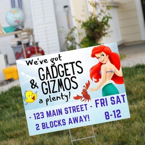 Little Mermaid Gadgets Garage Sale Sign, yard sale flyer, yard sale poster, estate sale sign, garage sale flyer, poster yard sale, funny