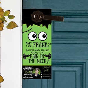 Realtor Halloween Door Hanger Template: Frankenstein Design (Digital Download)