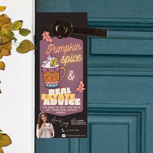 Realtor Pumpkin Spice Door Hanger Template: Fall Marketing (Digital Download)