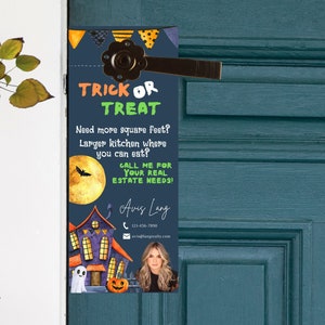 Halloween Realtor Door Hanger Template: Trick or Treat Marketing (Digital Download)