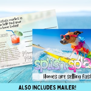 Cartão postal imobiliário, modelo Canva, marketing de corretor de imóveis, corretor de imóveis de verão junho julho agosto cartão de receitas