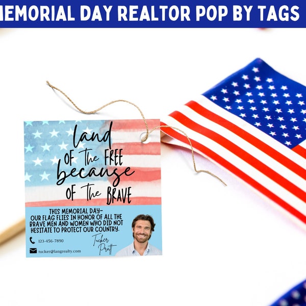 Printable Marketing Tags, Realtor Pop By Tag, Client Appreciation, Memorial Day Realtor Pop By Tag