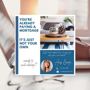 Realtor Social Media Templates: Ready to Quit Renting (Digital Download)