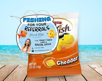 Fishing For Your Referrals Printable Marketing Tags, Realtor Pop By Tag, Client Appreciation Spring, Summer