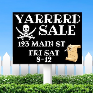 Pirate YARRRRD Sale, garage sale sign, yard sale flyer, yard sale poster, estate sale sign, garage sale flyer, poster yard sale, funny