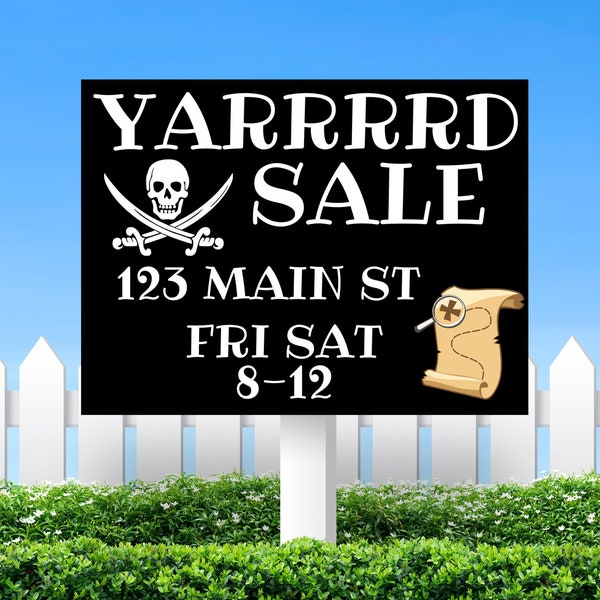 Pirate YARRRRD Sale, garage sale sign, yard sale flyer, yard sale poster, estate sale sign, garage sale flyer, poster yard sale, funny