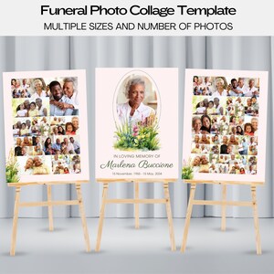 Funeral Collage Template, Set of 3 Funeral Photo Collage Bundle, Funeral Welcome Sign Bundle, Memorial Poster, Easel Display Memorial Poster