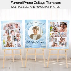 Funeral Collage Template, Set of 3 Funeral Photo Collage Bundle, Funeral Welcome Sign Bundle, Memorial Poster, Easel Display Memorial Poster