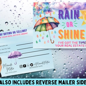 Spring Real Estate Postcard, Canva Template, Real Estate Marketing, Spring Rain or Shine