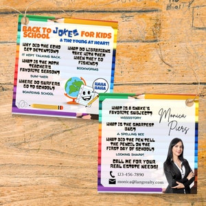 Back to School Printable Marketing Tags, Realtor Pop By Tag, Client Appreciation Summer, Referral Real Estate and Referrals, Joke