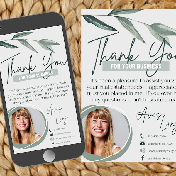 Textable Thank You Card | Real Estate Thank you Card | Real Estate Marketing | Real Estate Thank you | Canva Realtor Template | Printable