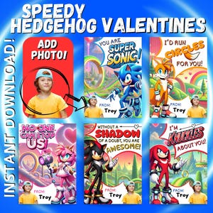Speedy Hedgehog Game Valentine, Gamer Kids Valentines, Printable Valentines, Class Valentines