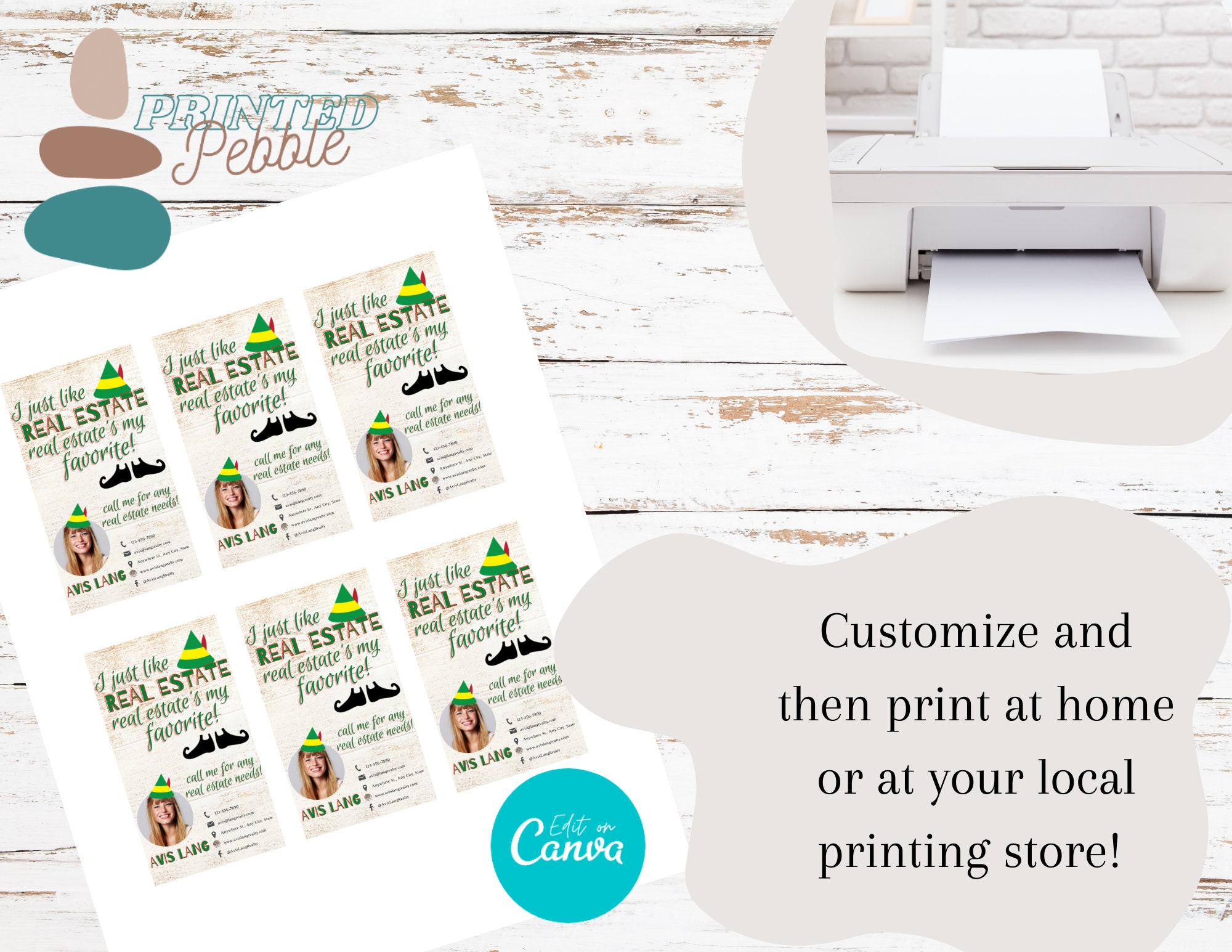 Elf Real Estate Winter Christmas Holiday Marketing Popby Etsy