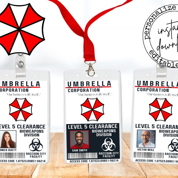 Resident Evil Umbrella Corporation Bioweapons Division ID Badge Cosplay Costume Name Tag Halloween Costume