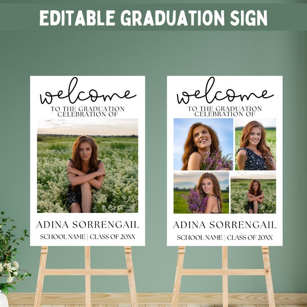 Graduation Welcome Sign, Grad Party Sign, Class of 2024, Entrance Sign, Senior Graduation, Open House Sign, EDITABLE Template