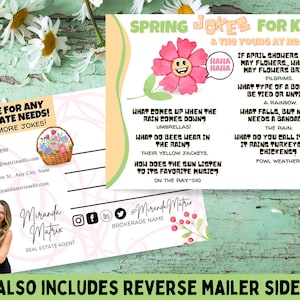 Carte postale immobilière Spring Jokes, carte postale pop immobilier, marketing immobilier pour agent, carte postale agricole immobilière, mai