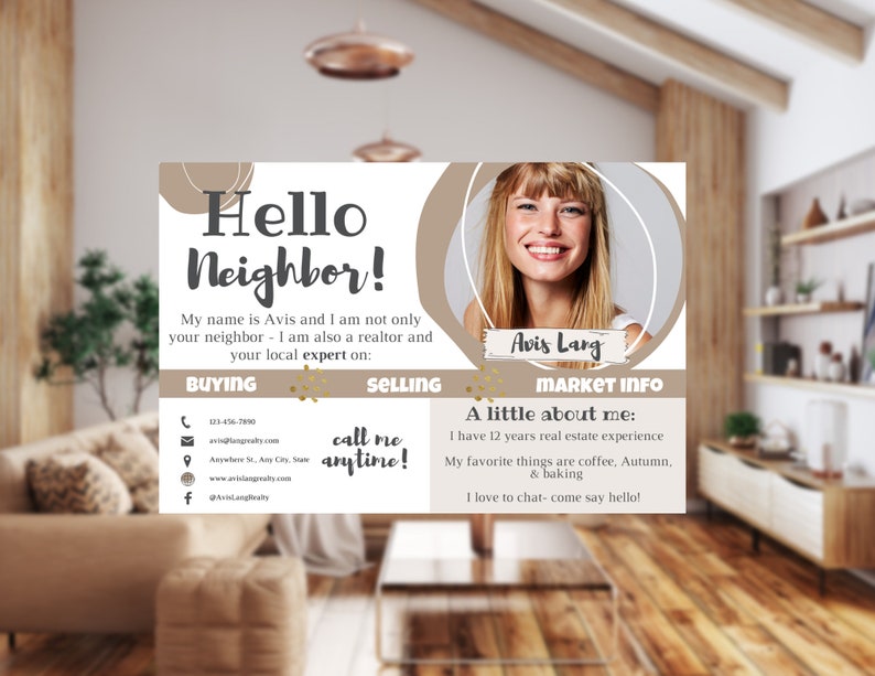 Hello Neighbor Real Estate Postcard Real Estate Hello Etsy
