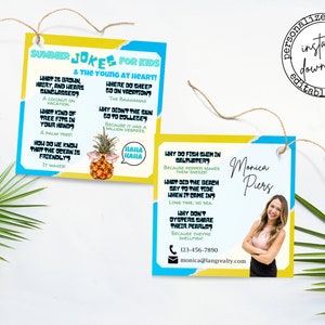 Summer Season Printable Marketing Tags, Realtor Pop By Tag, Client Appreciation Summer, Referral Real Estate and Referrals, Joke