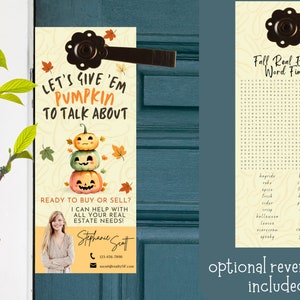 Fall Realtor Door Hanger Template: Pumpkin Marketing (Digital Download)