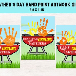 Father&#39;s Day Grill Handprint Art, Handprint Craft, Gift for Dad, Handprint Keepsake
