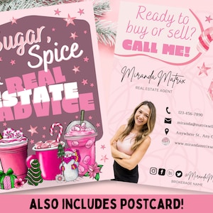 Onroerend goed briefkaart, Canva sjabloon, vastgoedmarketing, kerstvakantie, onroerend goed briefkaart, agent, onroerend goed, makelaar mailer