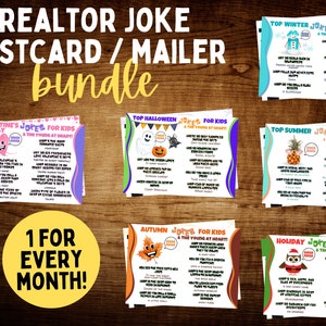 Cartão postal de piadas imobiliárias, modelo Canva, marketing imobiliário de verão, pacote de piadas engraçadas