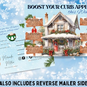 Postal inmobiliaria de Winter Curb Appeal, postal inmobiliaria, marketing inmobiliario para agentes, mejoras para el hogar de invierno para agentes inmobiliarios