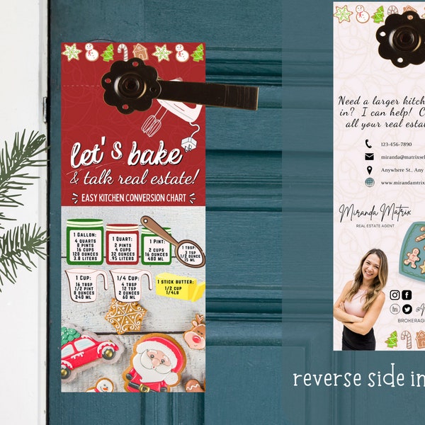 December Baking Real Estate Marketing, Realtor Door Hanger, Door Hanger Template, Door Hanger Template Christmas and Winter