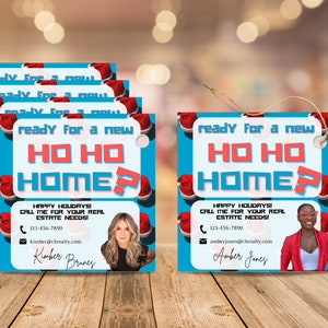 Étiquettes de marketing imprimables, Realtor Pop By Tag, Client Appreciation Real Estate Christmas Santa