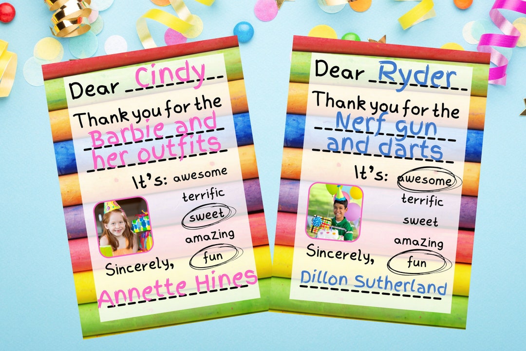 Printable Kid's Thank You Letter, Birthday Gift Letter, Kid's Letter ...