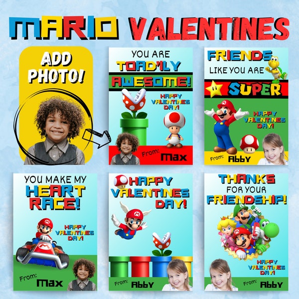 Super Mario World Kids Valentine, Kids Valentines, Printable Valentines, Class Valentines