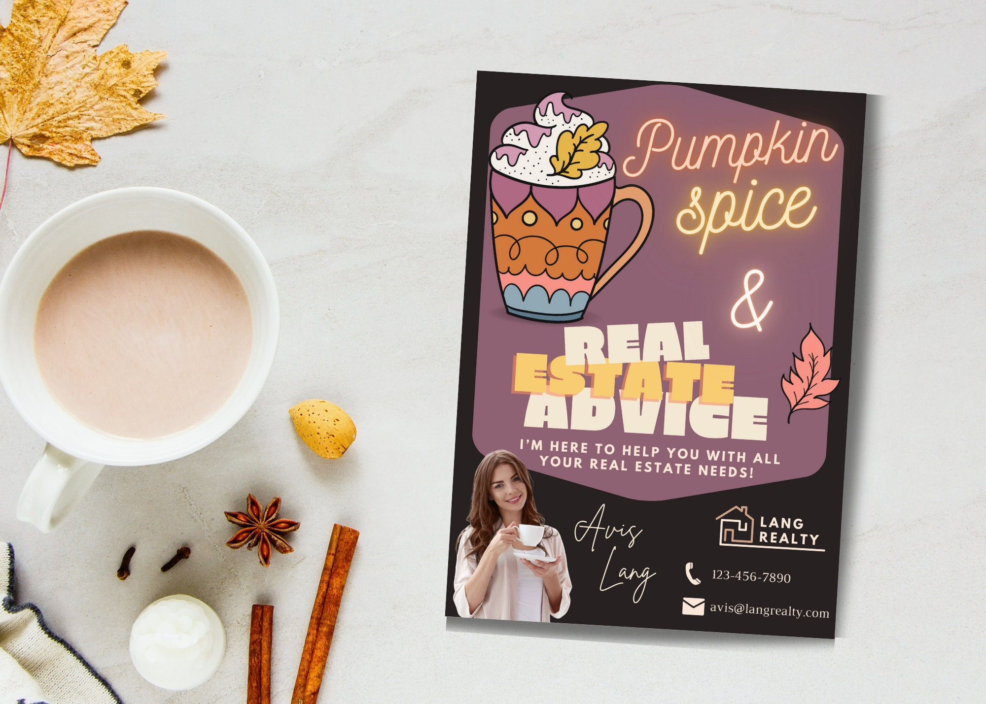 Real Estate Mailer Card Pumpkin Spice Mailer Card Autumn - Etsy
