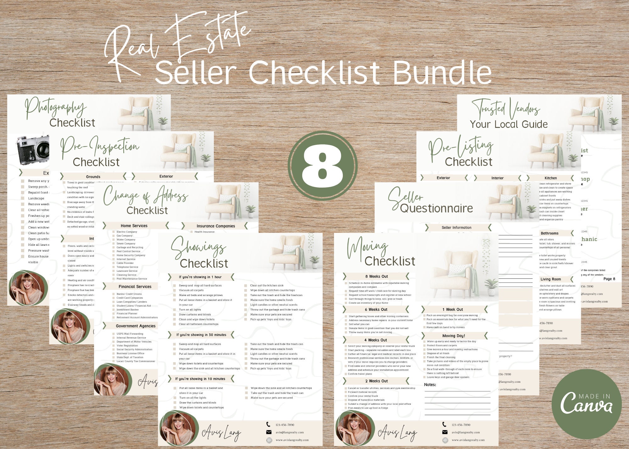 Real Estate SELLER Checklist Bundle, Seller Questionnaire, Pre-Listing, Photography, Home Sing, Moving, Change Address, Local Vendor List