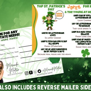 St Patricks Day March Jokes Real Estate Postcard, Real Estate Pop by Postcard, Agent Real Estate Marketing, Real Estate Farming Postcard