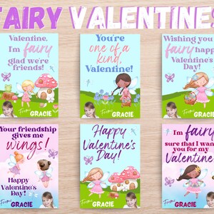 Fairy Valentine Cards: Kids Printable Valentines, Editable Template (Digital Download)