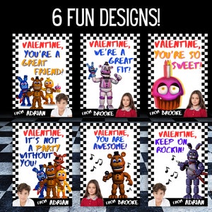 FNAF Five Nights at Freddy's Kids Valentine, Kids Valentines, Printable ...